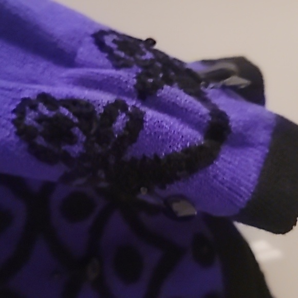 Vintage Purple and Black Women's Cardigan With Embellishments Sz XS - Picture 6 of 6